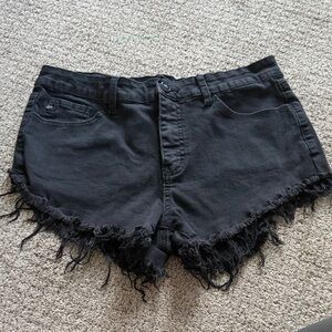 KanCan Black Frayed Jean Shorts
